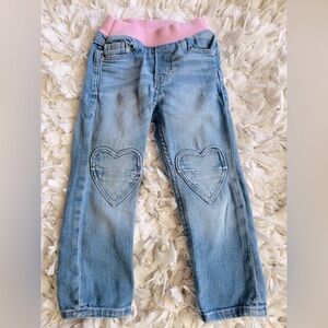 H&M Kids Jeans with Knee Heart Patch detail and Pink Elastic Waist